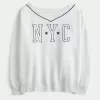 Oversize-Sweatshirt mit V-Ausschnitt und NYC-Grafik Oversize-Sweatshirt mit V-Ausschnitt und NYC-Grafik