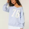 Oversize-Sweatshirt mit V-Ausschnitt und Zahlengrafik