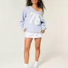 Oversize-Sweatshirt mit V-Ausschnitt und Zahlengrafik