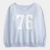 Oversize-Sweatshirt mit V-Ausschnitt und Zahlengrafik
