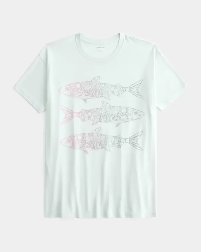 Oversize-T-Shirt mit Fisch-Grafik