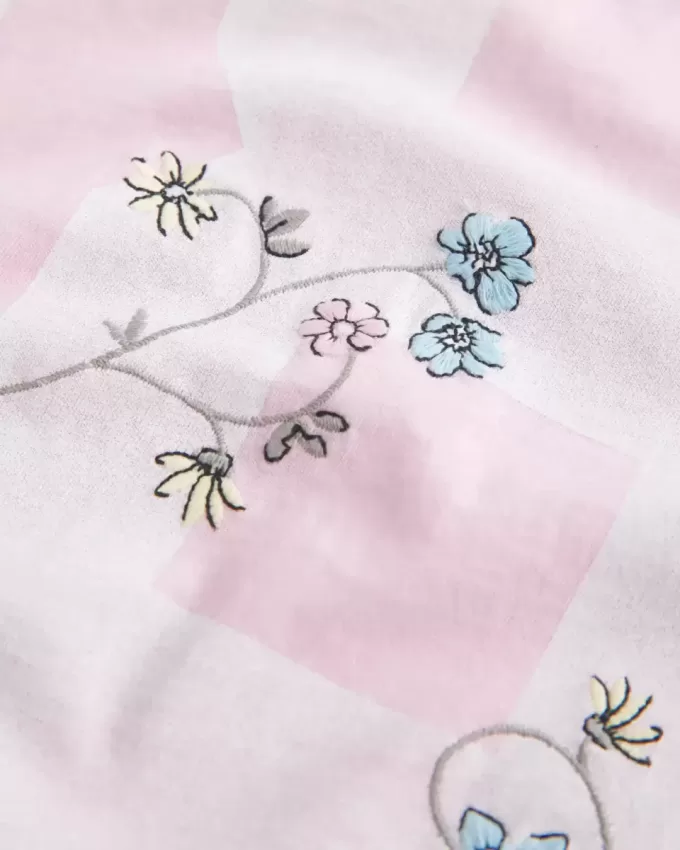 Oversize-T-Shirt mit schulterfreiem College-Blumenmuster