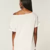 Oversize-T-Shirt mit schulterfreiem Schnitt und Grafik