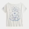 Oversize-T-Shirt mit schulterfreiem Schnitt und Grafik