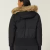 Puffer-Bomberjacke mit Kunstpelzbesatz