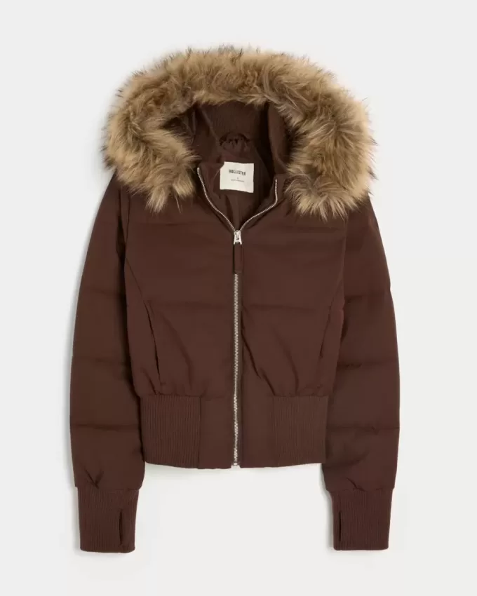 Puffer-Bomberjacke mit Kunstpelzbesatz Puffer-Bomberjacke mit Kunstpelzbesatz