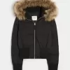 Puffer-Bomberjacke mit Kunstpelzbesatz
