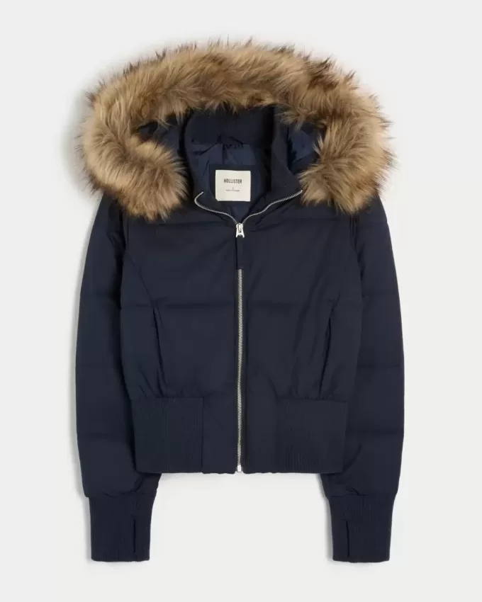 Puffer-Bomberjacke mit Kunstpelzbesatz Puffer-Bomberjacke mit Kunstpelzbesatz