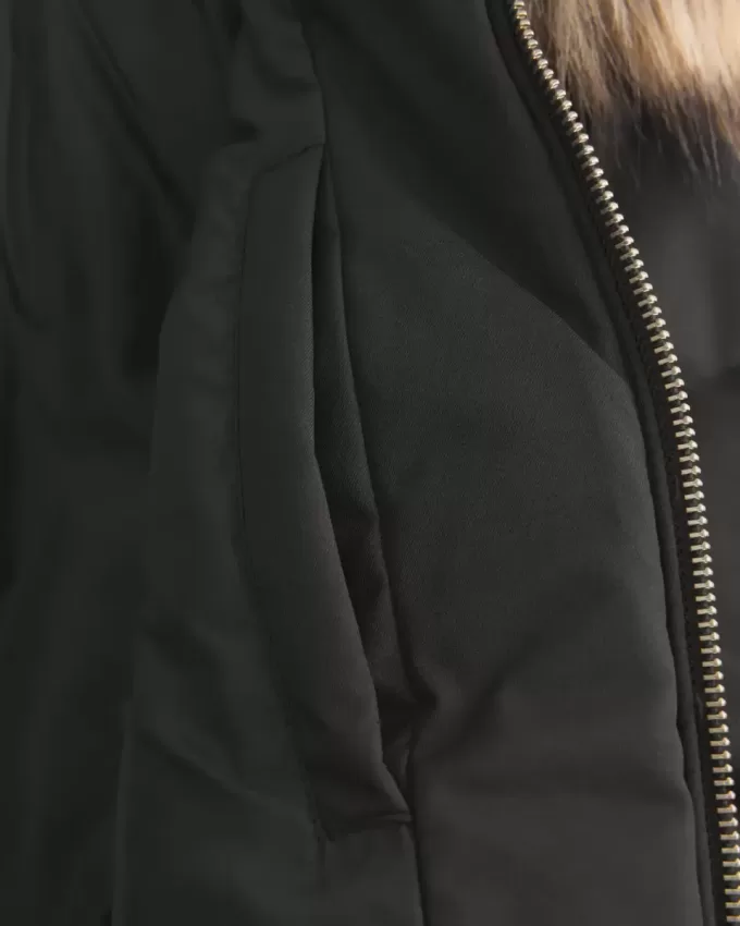 Puffer-Bomberjacke mit Kunstpelzbesatz