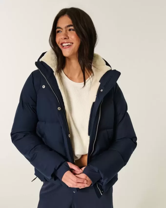 Pufferjacke mit Kunstpelzfutter