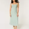 Rückenfreies Midi-Slipkleid aus Leinenmischung Rückenfreies Midi-Slipkleid aus Leinenmischung