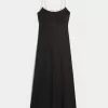 Rückenfreies Midi-Slipkleid aus Leinenmischung Rückenfreies Midi-Slipkleid aus Leinenmischung
