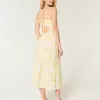 Rückenfreies Midi-Slipkleid aus Leinenmischung Rückenfreies Midi-Slipkleid aus Leinenmischung