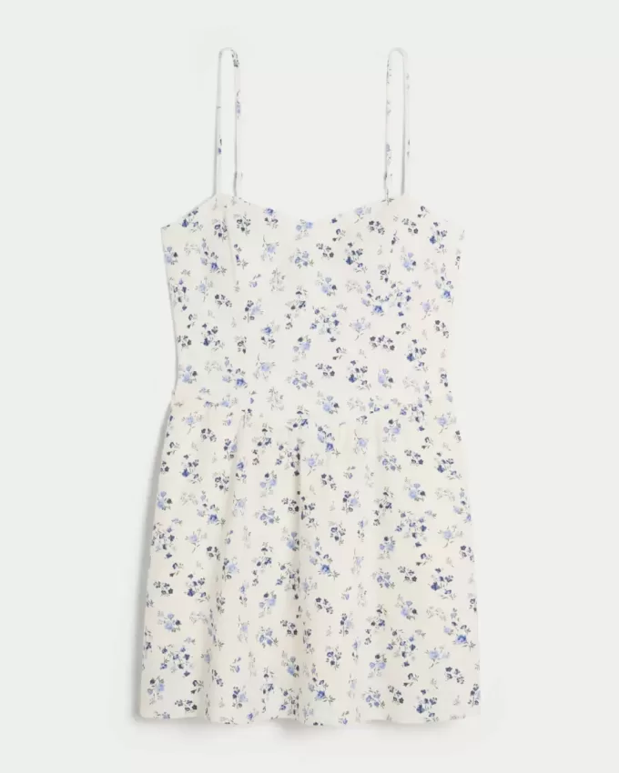 Rückenfreies Skort-Kleid aus Leinenmischung