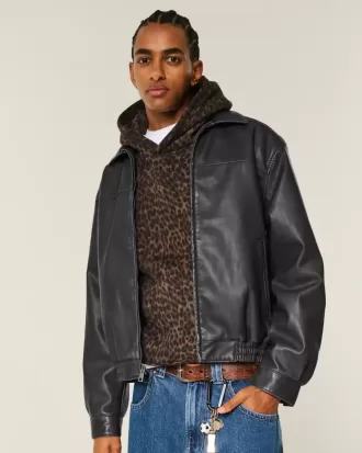 Reißverschlussjacke aus veganem Leder