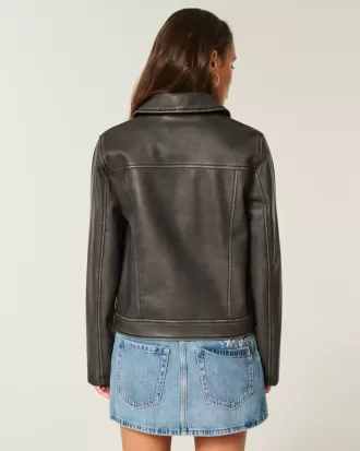 Reißverschlussjacke aus veganem Leder