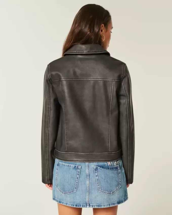 Reißverschlussjacke aus veganem Leder Reißverschlussjacke aus veganem Leder