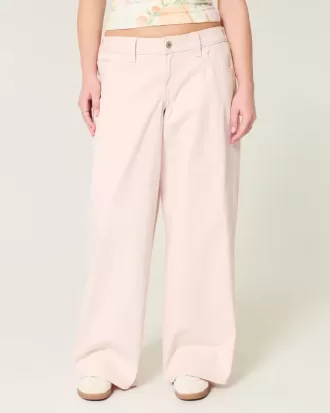 Rosa Super Baggy-Jeans mit niedriger Taille
