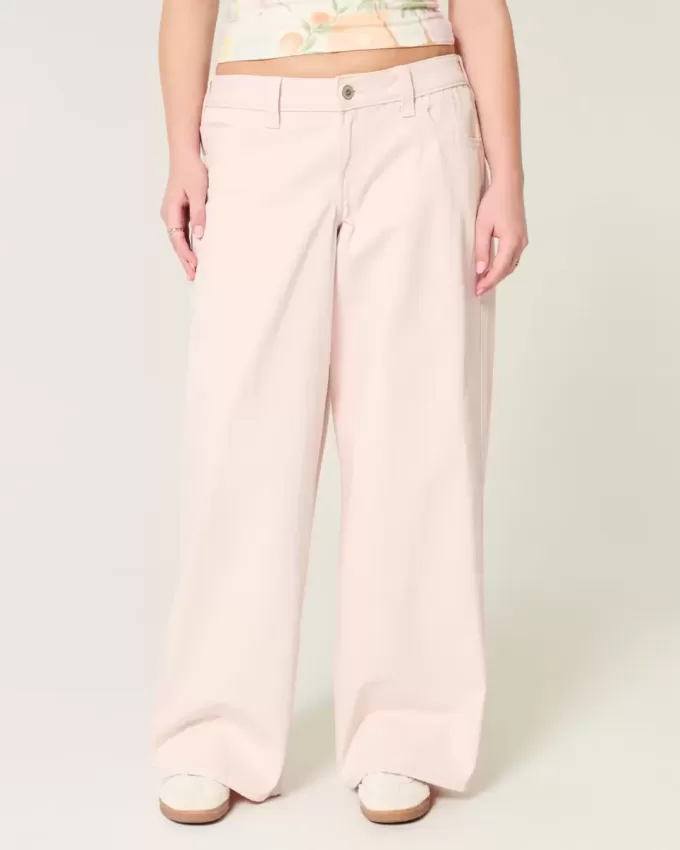 Rosa Super Baggy-Jeans mit niedriger Taille Rosa Super Baggy-Jeans mit niedriger Taille