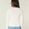 Rundhals-Cardigan mit Ösen