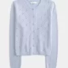 Rundhals-Cardigan mit Ösen