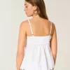 Schimmerndes Babydoll-Oberteil mit Stickerei