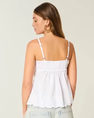 Schimmerndes Babydoll-Oberteil mit Stickerei