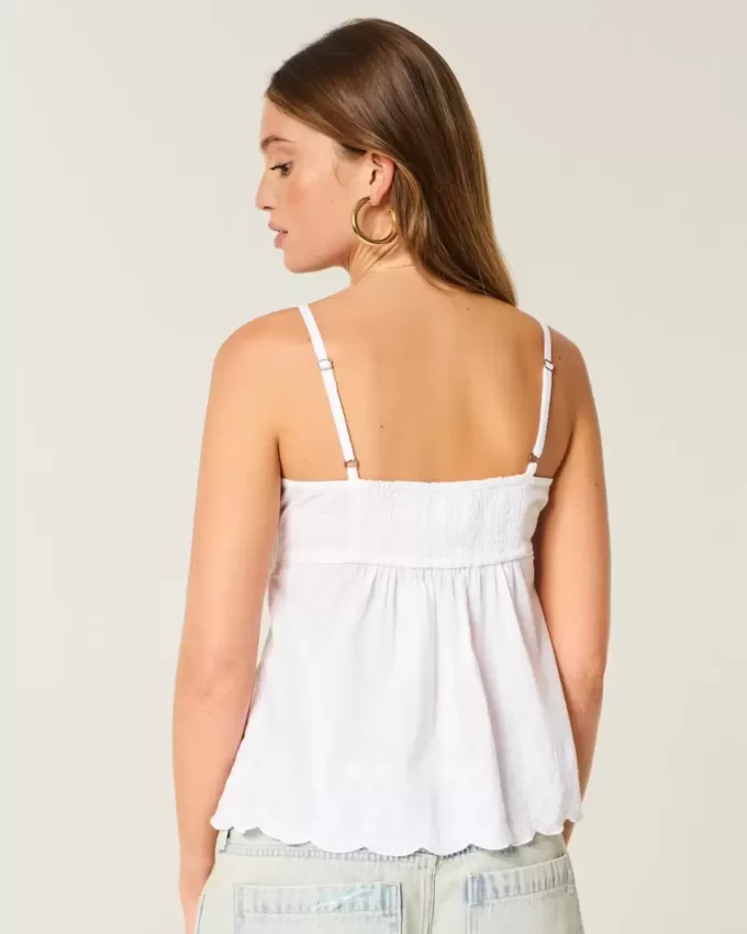 Schimmerndes Babydoll-Oberteil mit Stickerei