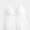 Schimmerndes Babydoll-Oberteil mit Stickerei
