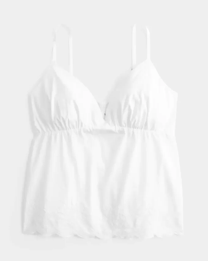 Schimmerndes Babydoll-Oberteil mit Stickerei
