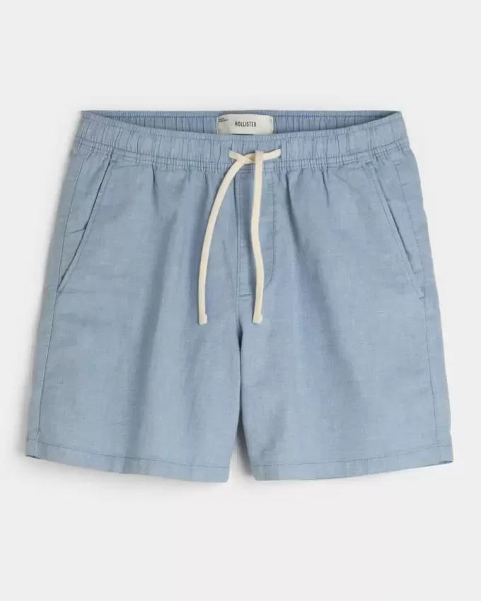Schlupfshorts aus Leinenmischung bis zur Mitte des Oberschenkels