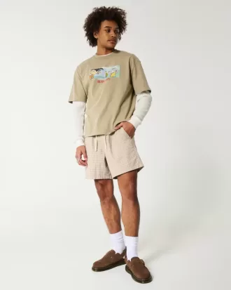 Schlupfshorts aus Leinenmischung bis zur Mitte des Oberschenkels