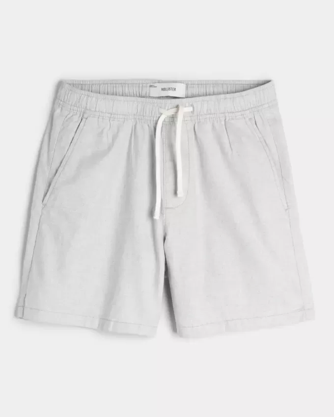 Schlupfshorts aus Leinenmischung bis zur Mitte des Oberschenkels Schlupfshorts aus Leinenmischung bis zur Mitte des Oberschenkels