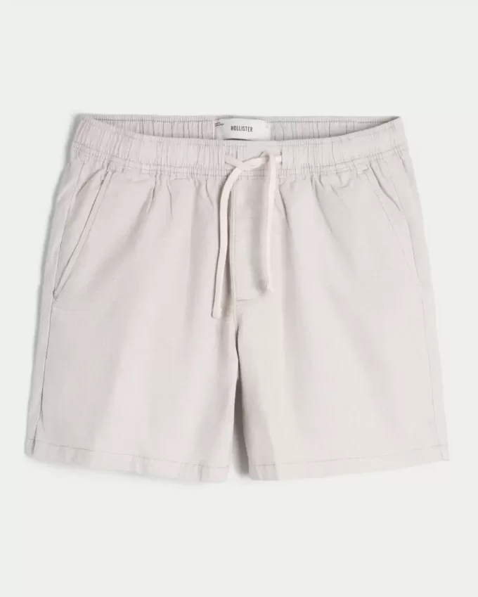 Schlupfshorts aus Leinenmischung bis zur Mitte des Oberschenkels