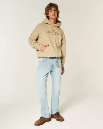 Schmale, gerade Jeans in heller Waschung