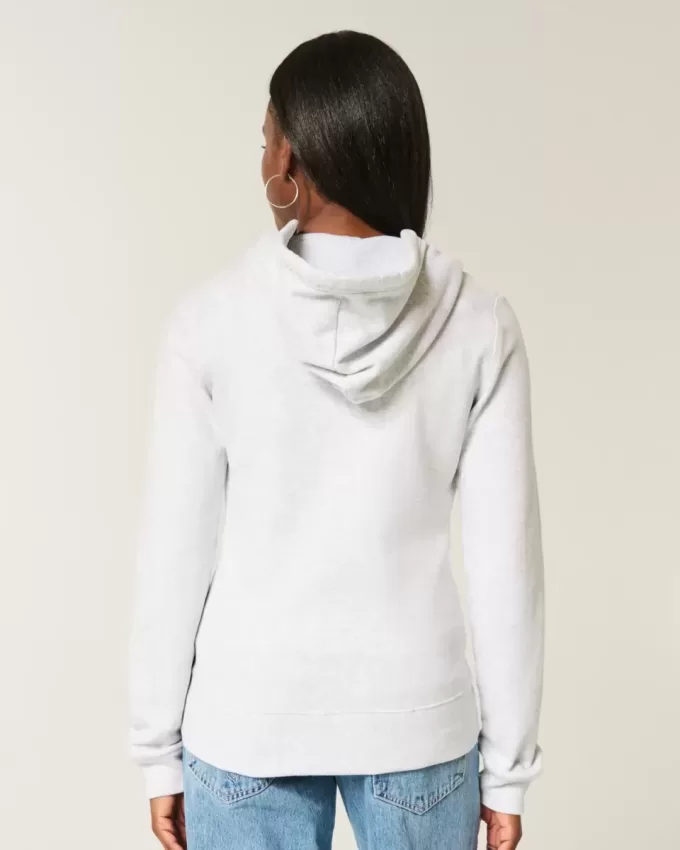 Schmaler Kapuzenpullover mit Reißverschluss und Grafik „2001“