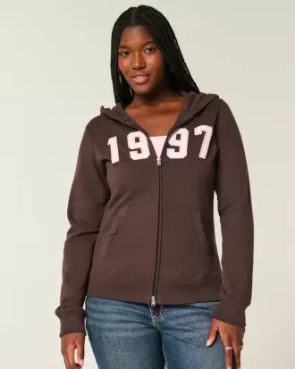 Schmaler Kapuzenpullover mit Reißverschluss und Grafik von 1997