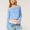 Schulterfreier Pullover im Häkelstil Schulterfreier Pullover im Häkelstil