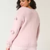 Schulterfreier Pullover mit Schleifenapplikation Schulterfreier Pullover mit Schleifenapplikation