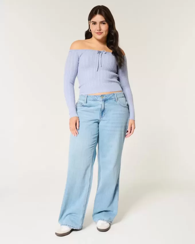 Schulterfreier Zopfmusterpullover Schulterfreier Zopfmusterpullover