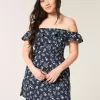 Schulterfreies A-Linien-Minikleid mit Rüschen