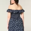 Schulterfreies A-Linien-Minikleid mit Rüschen