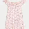 Schulterfreies A-Linien-Minikleid mit Rüschen