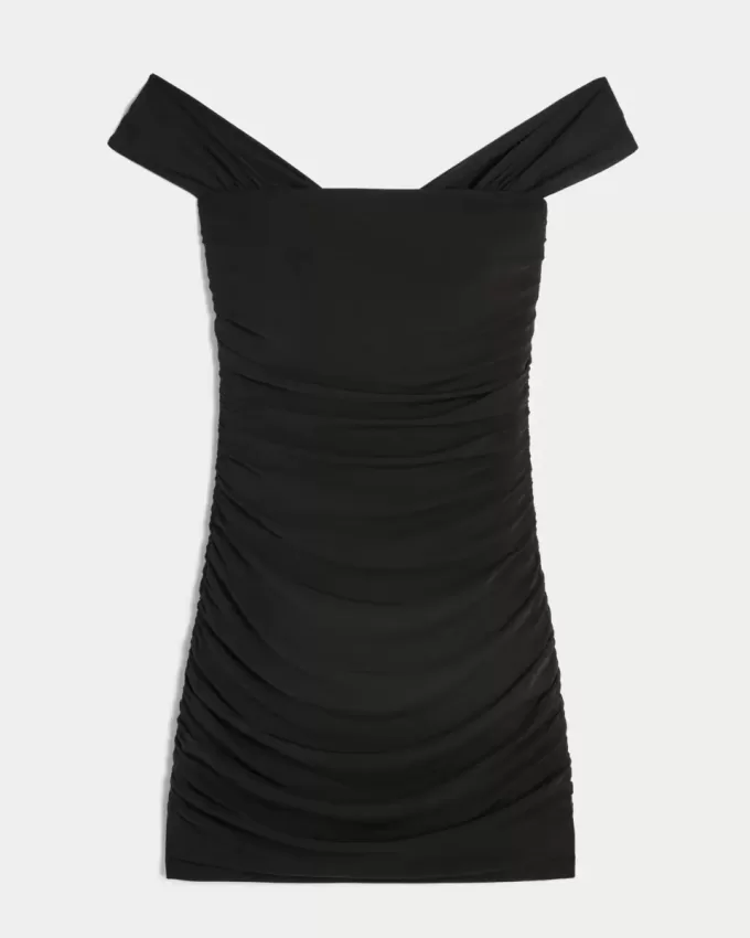 Schulterfreies, figurbetontes Netzkleid Schulterfreies, figurbetontes Netzkleid