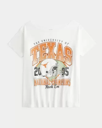 Schulterfreies Grafik-T-Shirt der University of Texas at Austin Longhorns