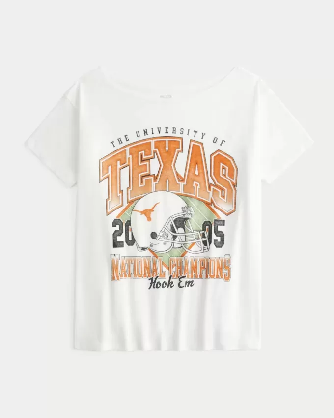 Schulterfreies Grafik-T-Shirt der University of Texas at Austin Longhorns