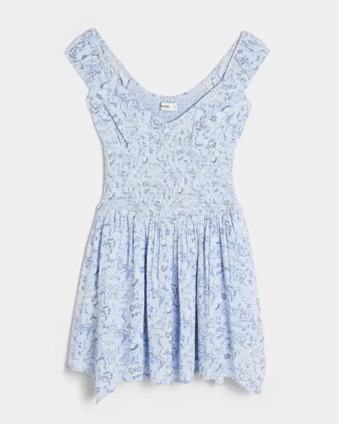 Schulterfreies Minikleid mit asymmetrischem Saum