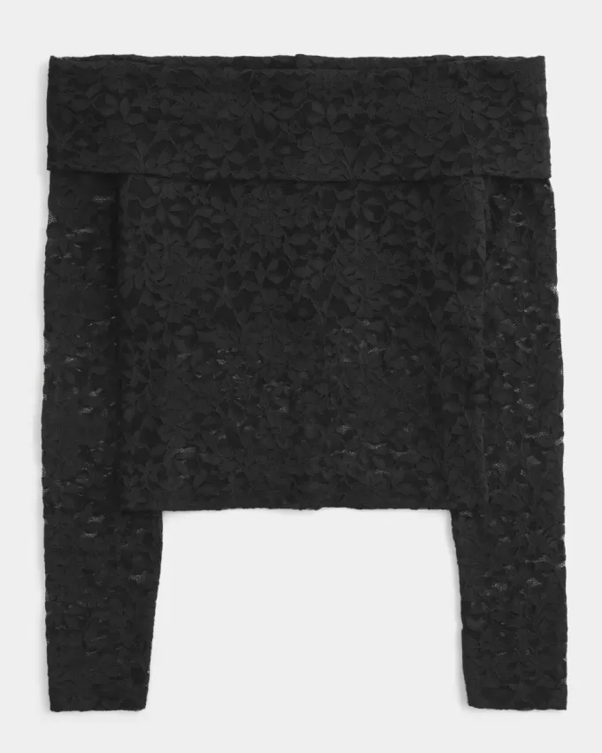 Schulterfreies Oberteil mit durchgehender Spitze Schulterfreies Oberteil mit durchgehender Spitze