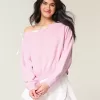 Schulterfreies Sweatshirt mit Bindeband Schulterfreies Sweatshirt mit Bindeband