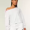 Schulterfreies Sweatshirt mit Bindeband Schulterfreies Sweatshirt mit Bindeband